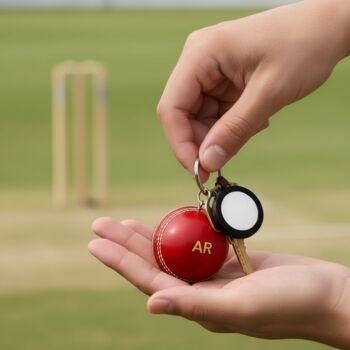 Personalised Vintage Miniature Cricket Ball Keyring, 7 of 12