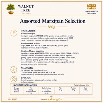26 Piece Marzipan Fruits, Vegetables And Walnut Marzipan Gift Box – 380g, 5 of 7