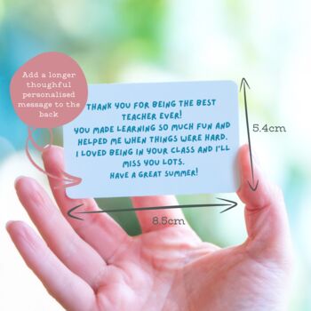 Thank You Teacher Personalised Metal Wallet Card, 3 of 3