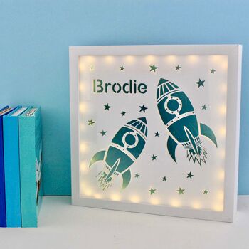 Personalised Rocket Night Light, Space Themed Picture Light, 2 of 7