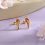 Scarlet Macaw Parrot Bird Stud Earrings In Sterling Silver, thumbnail 7 of 12