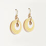 White And Yellow Stripey Circular Earrings, thumbnail 3 of 6