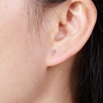 Tiny Minimalistic Cross Stud Earrings, Silver Cross Earrings, Small Studs, 2 of 7
