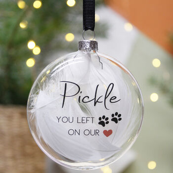 Pet Paw Print Memory Feather Bauble, 6 of 8