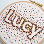 Personalised Rainbow Name Hand Embroidery Art, thumbnail 4 of 4