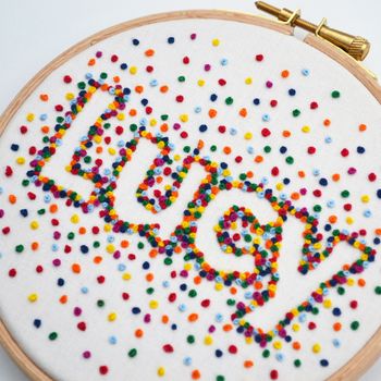 Personalised Rainbow Name Hand Embroidery Art, 4 of 4