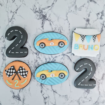 Racing Car Biscuit Gift Box, Personalised Birthday Gift, 9 of 12