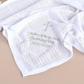 Personalised Cellular Cotton Blanket For Christening, 6 of 8