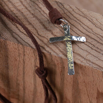 Hammered Sterling Silver Cross Pendant, 2 of 4