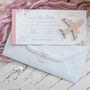 Pink Floral Wedding Boarding Pass Save The Date With Pink Acrylic Magnetic Plane, thumbnail 2 of 4