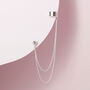 Sterling Silver Double Chain Ear Cuff Ball Stud Earring, thumbnail 3 of 4