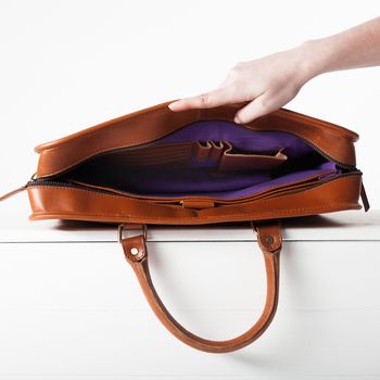 Personalised Leather Laptop Briefcase Satchel ‘Loxley', 7 of 10