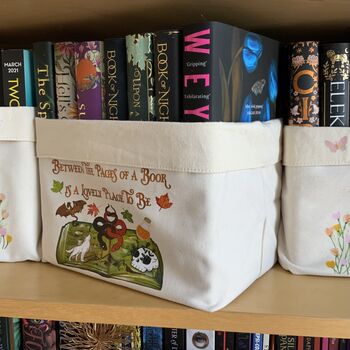 “Between The Pages” Large Fantasy Book Basket – Canvas Storage For Book Lovers, 2 of 3