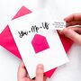 Personalised You + Me = Us Anniversary Card, thumbnail 1 of 5