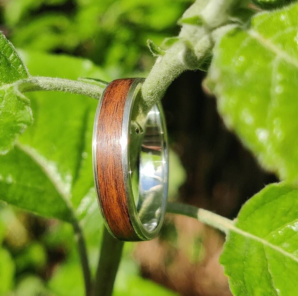 Silver And Santos Rosewood Inlay Ring, 1 of 3