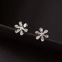 Flower Girl Sterling Silver Flower Petal Stud Earrings, thumbnail 4 of 6