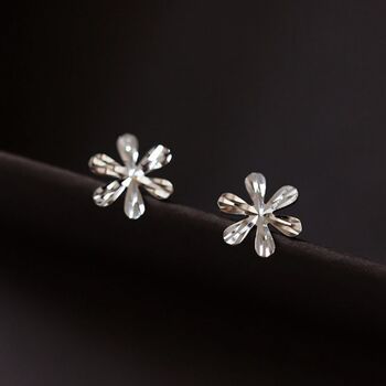 Flower Girl Sterling Silver Flower Petal Stud Earrings, 4 of 6