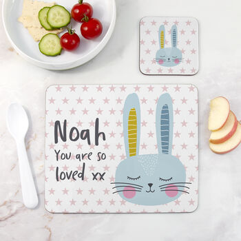 Personalised Kid's Bunny Rabbit Placemat Set, 5 of 11