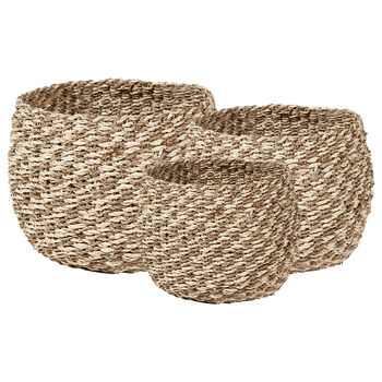 Whitley Set Of Three Round Seagrass Baskets, 2 of 5