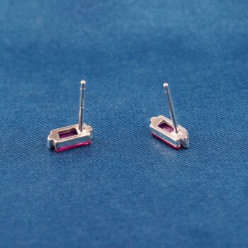 July Ruby Birthstone Stud Earrings, Gold Studs, Minimalistic Earrings, 5 of 7