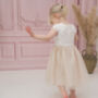 Champagne Soft Lace And Tulle Flower Girl Dress, thumbnail 1 of 4