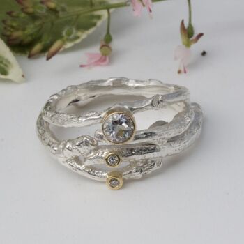 Diamond Forked Twig Wedding Ring, Organic Wedding Band, 9 of 9