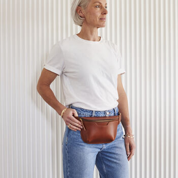 Personalised Luxury Leather Sling Bum Bag With Optional Hot Stamped Initials Or Name, 7 of 12