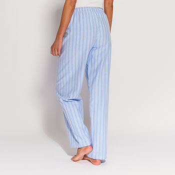 Women's Pyjama Trousers Blue And White Striped Flannel, 2 of 4