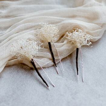 Liberty Preserved White Gypsophila Wedding Hair Pins, 3 of 3