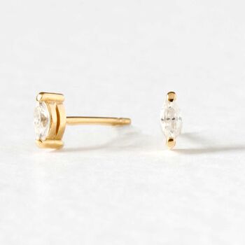 Moissanite Marquise Earrings Silver/Gold Vermeil, 3 of 6