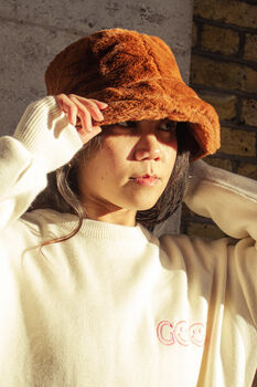 Brown Fluffy Bucket Hat, 4 of 5