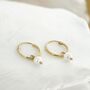 Dainty Pearl Gold Hoop Earrings, thumbnail 4 of 6