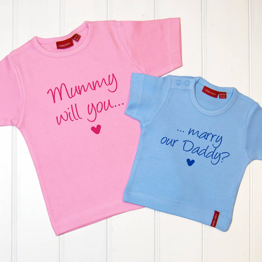 Personalised 'Will You Marry…' T Shirt And Babygrow Set, 1 of 8
