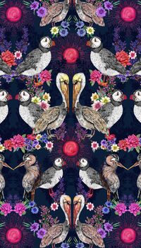Mountain Lake Puffin Wallpaper In Midnight Blue, 2 of 4