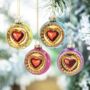 Set Of Indented Vintage Style Heart Baubles, thumbnail 1 of 6
