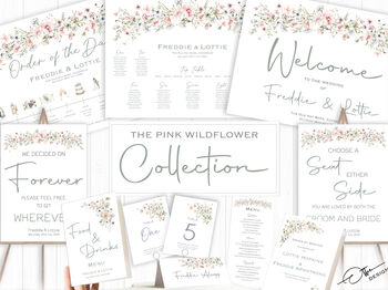 Pink Wildflower Wedding Table Numbers And Names, 4 of 4