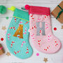 Personalised Candy Cane Bright Christmas Stocking, thumbnail 1 of 7