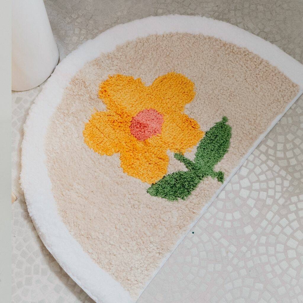 Flower Floral Fluffy Bath Shower Mat, 1 of 2