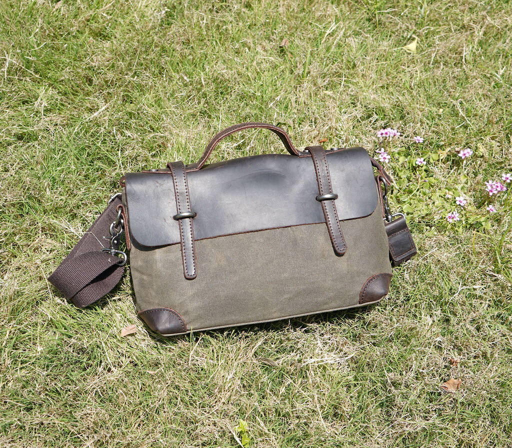 diesel shoulder bag in waxed canvas