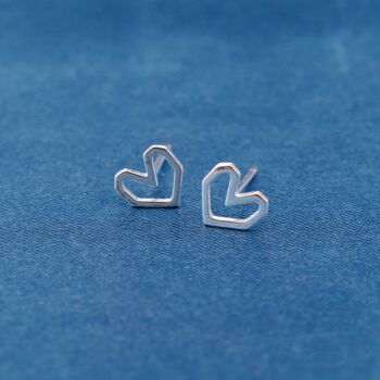 Silver Heart Stud Earrings, 3 of 8