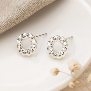Sterling Silver Twisted Karma Circle Stud Earrings – 9mm, 2 of 6