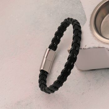 Personalised Braided Leather Bracelet For Men, 5 of 5
