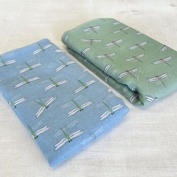 Dragonfly Cluster Scarf In Pale Blue Or Apple Green, 2 of 6