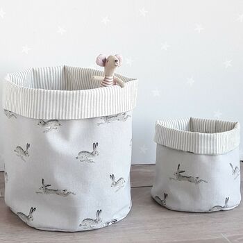 Jumping Hares Fabric Storage Basket, 3 of 3