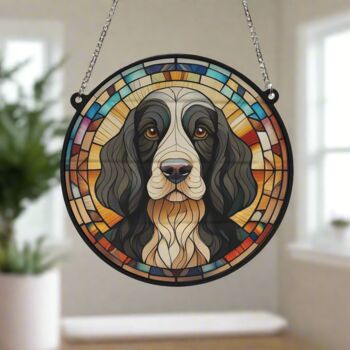 Cocker Spaniel Black And White Stained Glass Effect Suncatcher, 6 of 6