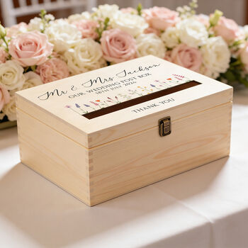 Personalised Wildflower Wedding Card Wooden Post Box, 5 of 5