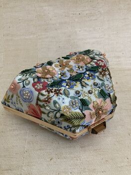 Multicoloured Blue Handcrafted Floral Clutch Bag, 3 of 6