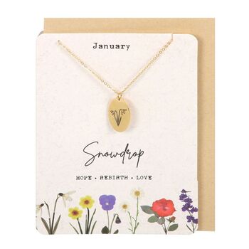 January Snowdrop Birth Flower Necklace Card, 2 of 4