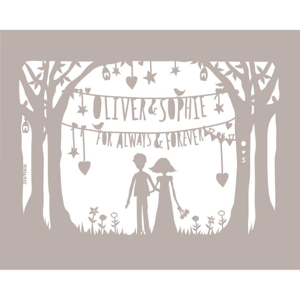 First Anniversary Print Papercut In Mount