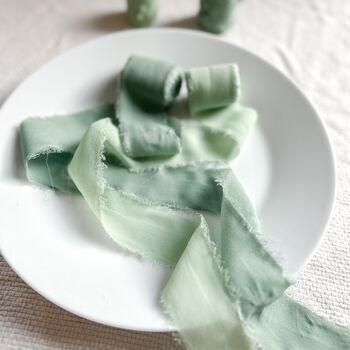 Chiffon Wedding Ribbon With Frayed Edge Green 5m Roll, 4 of 4